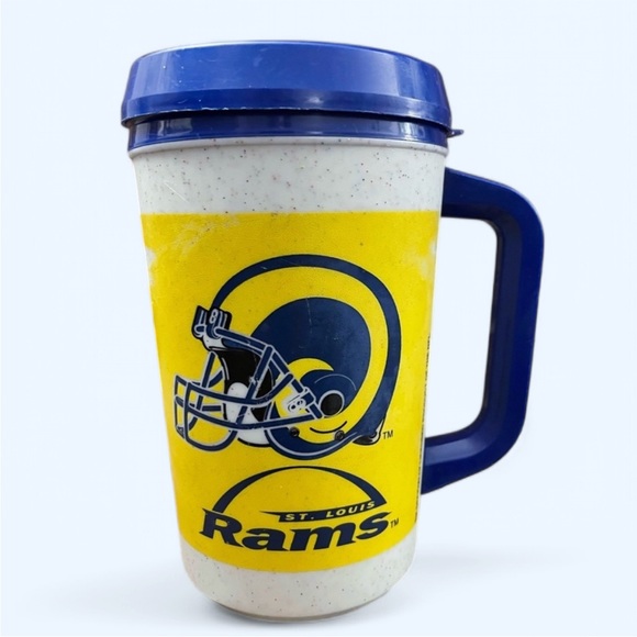 Vintage Aladdin NFL St. Louis Rams 7 Eleven Plastic Travel Mug Cup Thermos 7” - Picture 1 of 8